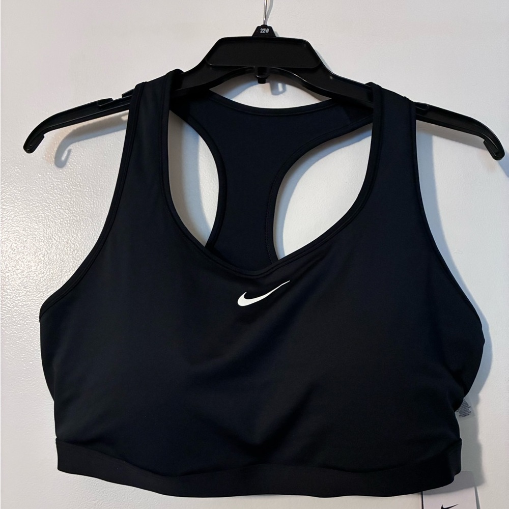 Nike Black Racerback Sports Bra with White Swoosh